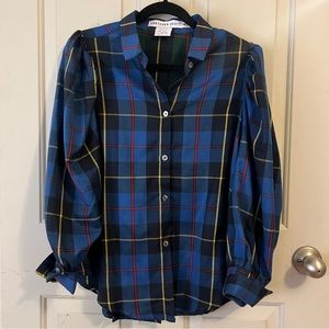 GRETCHEN SCOTT | Juliette Blouse in Plaidly Cooper Blue Plaid